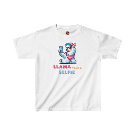 Llama Take a Selfie - Youth Cotton T-Shirt - The Drip Monster