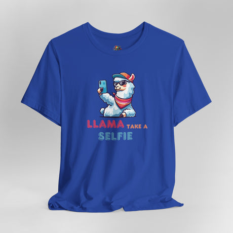 Llama Take a Selfie - Unisex Cotton T-Shirt - The Drip Monster