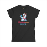 Llama Take a Selfie - Women's Cotton T-Shirt - The Drip Monster