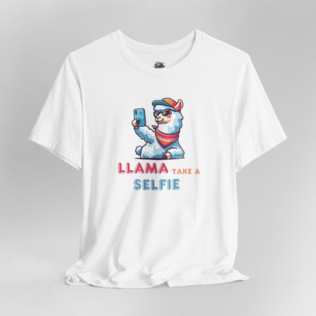 Llama Take a Selfie - Unisex Cotton T-Shirt - The Drip Monster